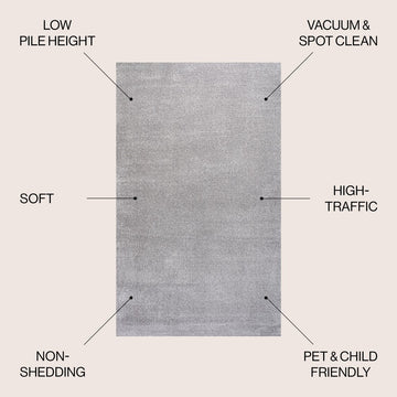 Haze Solid Low-pile Area Rug Light Gray